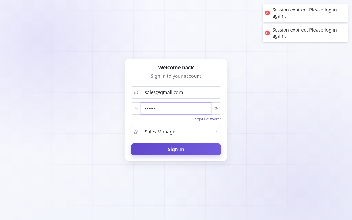 Sales login