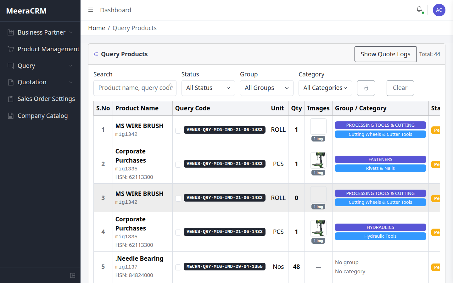 Query products