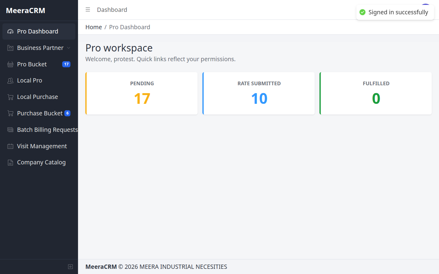 Pro dashboard