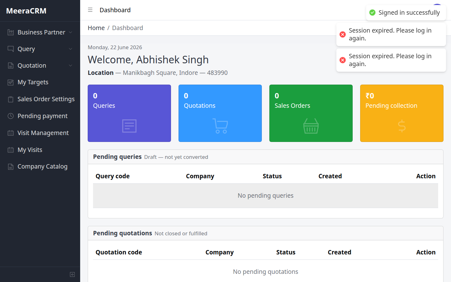 Sales dashboard